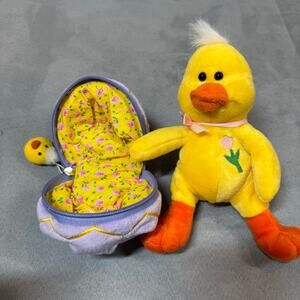 Vintage Plushland Easter Plush Stuffed Animal Surprise Egg Duckling Chick Zipper